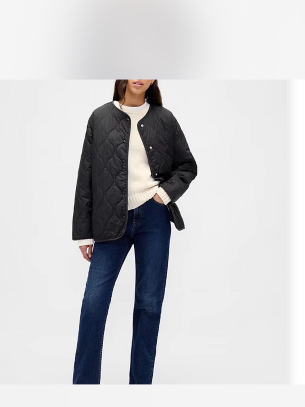 GAP Black Quilted Snap-Front liner Jacket